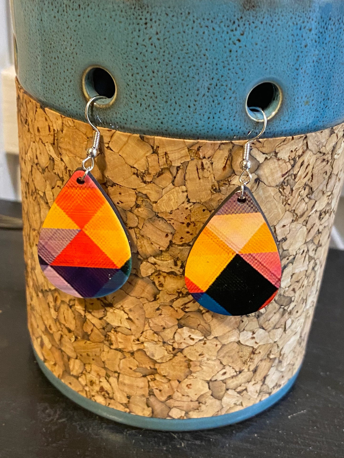 Colorful Pattern Teardrop Earrings