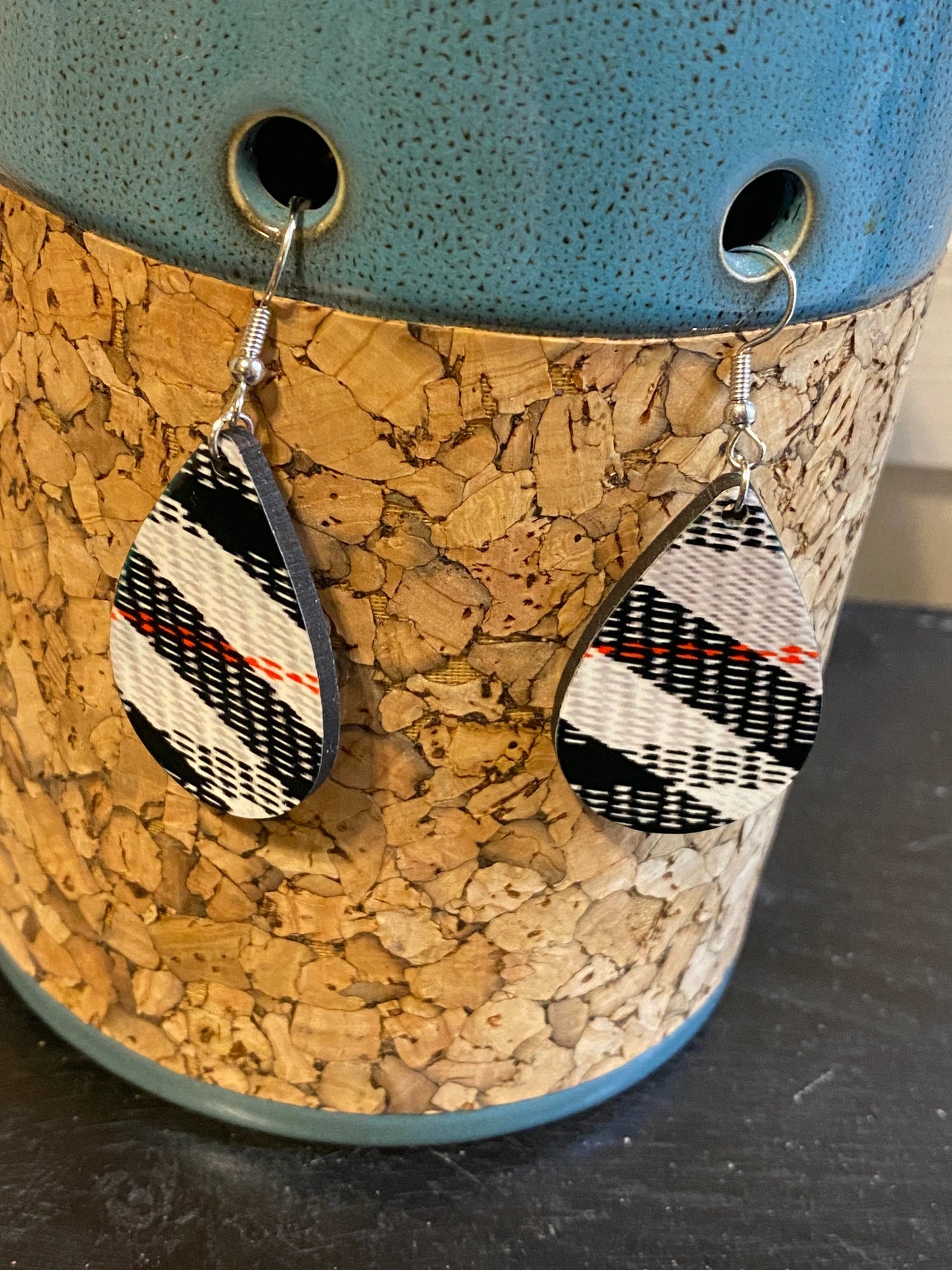 Plaid Teardrop Earrings