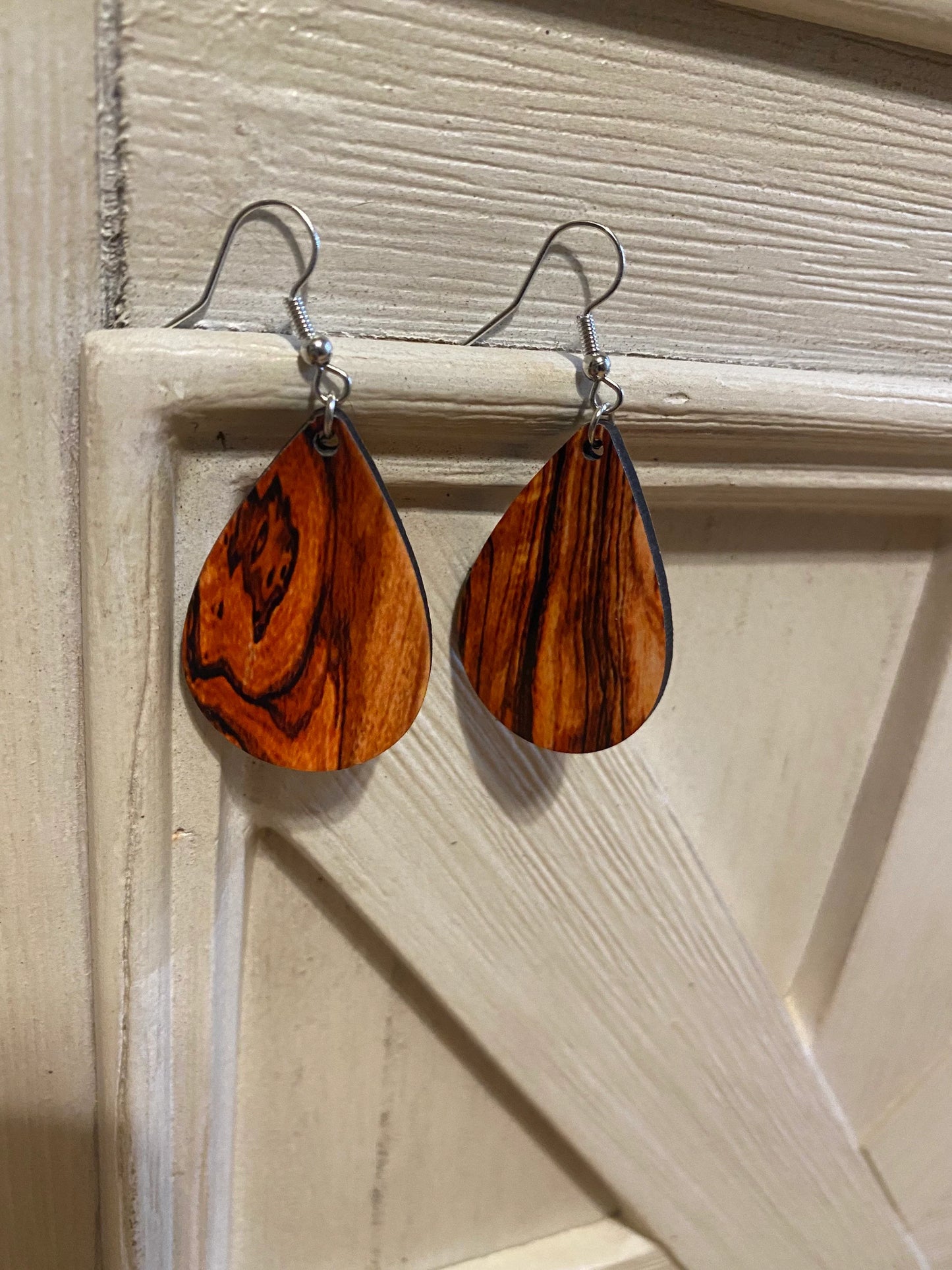 Wood Grain Teardrop Earrings