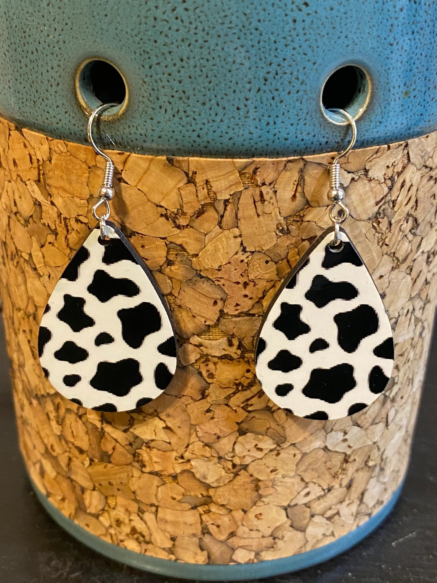 Cow Print Teardrop Earrings