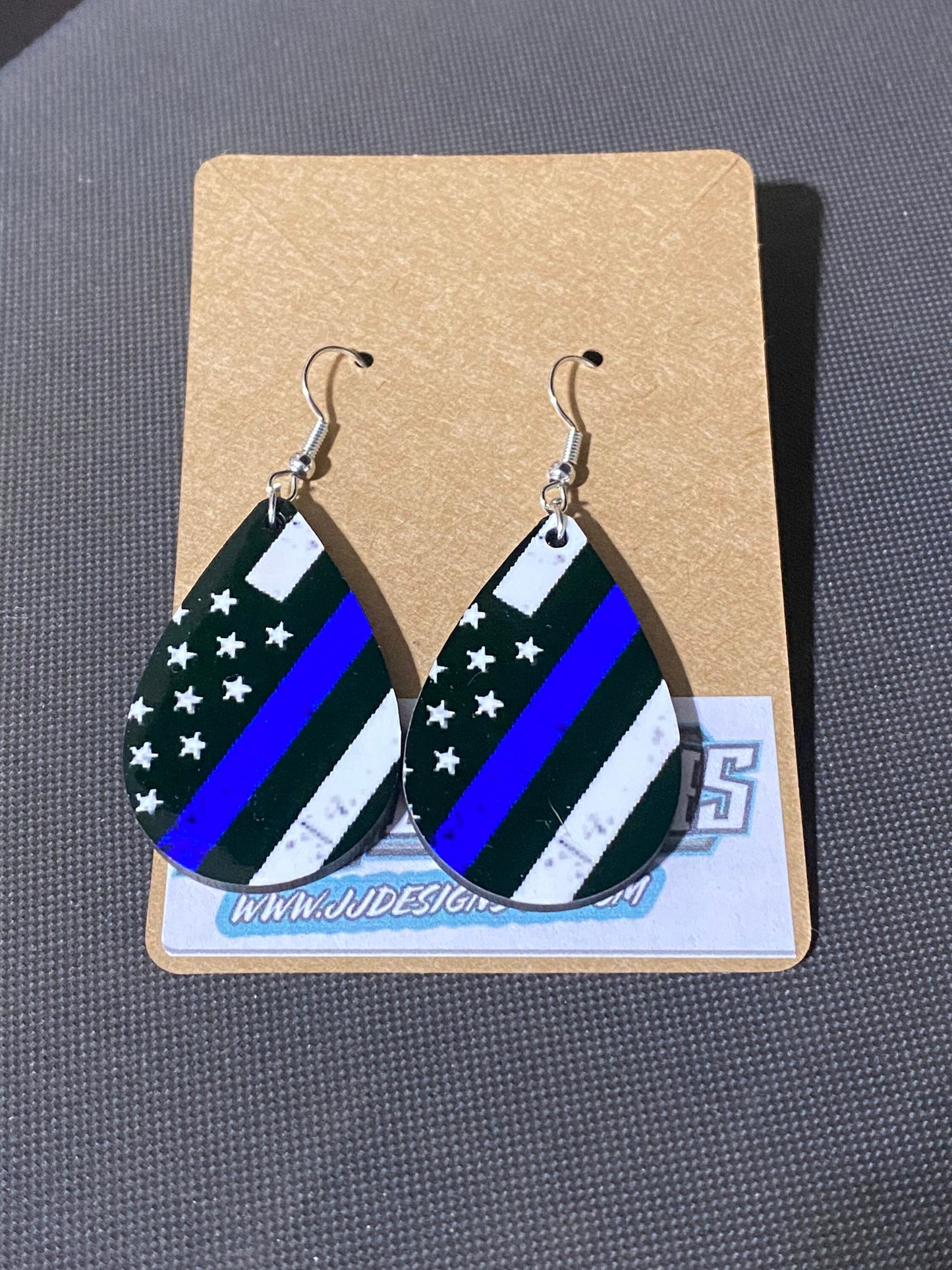 Police Flag Teardrop Earrings