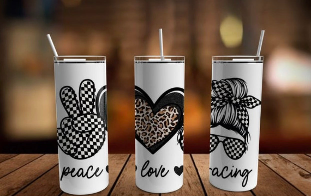 Peace, Love, RacingTumbler