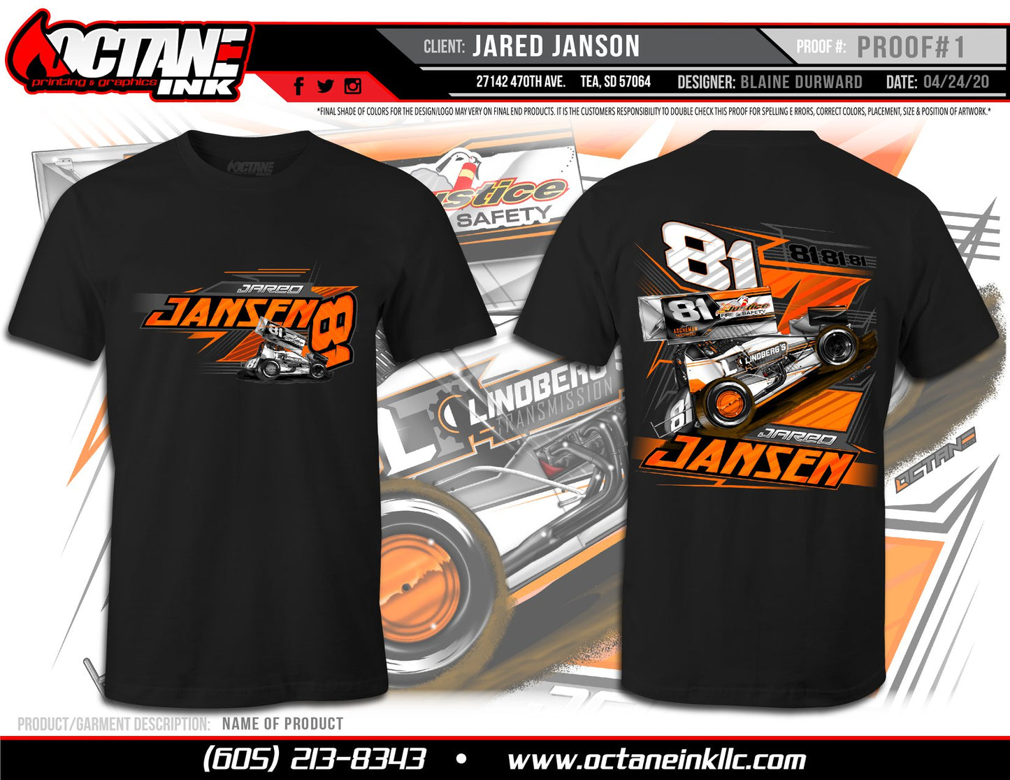 2020 Jared Jansen Racing Black Shirts